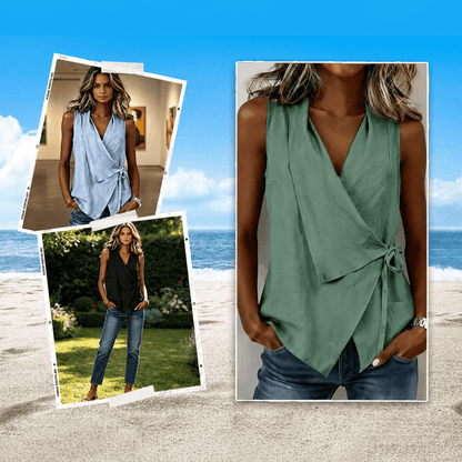 Crisscross Tie Linen Tank Top | Effortless Summer Style | 50% OFF Now