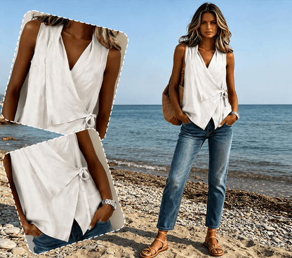 Crisscross Tie Linen Tank Top | Effortless Summer Style | 50% OFF Now