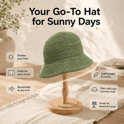 Women's Woven Bucket Hat | Stylish Sun Protection On The Go | 50% OFF Now