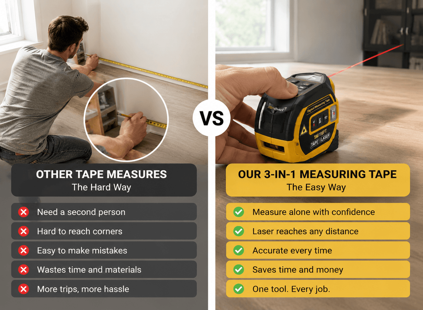 3-in-1 Laser Tape Measure