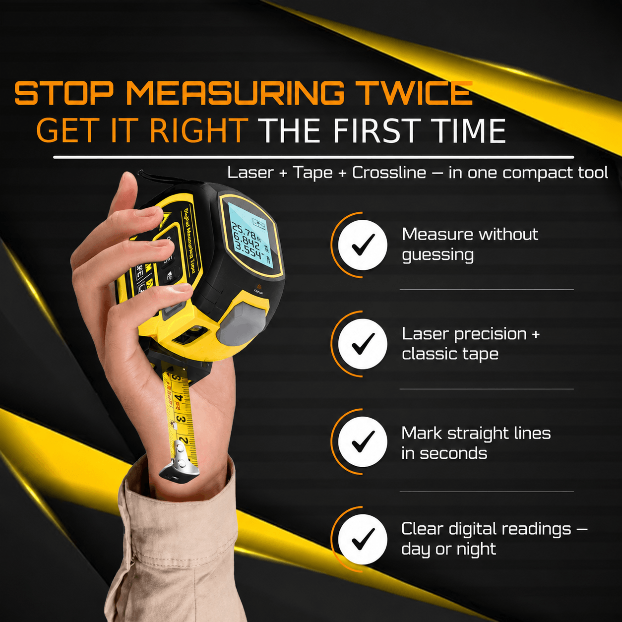 3-in-1 Laser Tape Measure