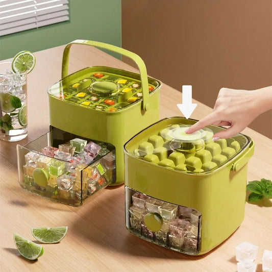 Handled Press-Type Ice Cube Tray | Effortless Ice Release | 50% OFF Now