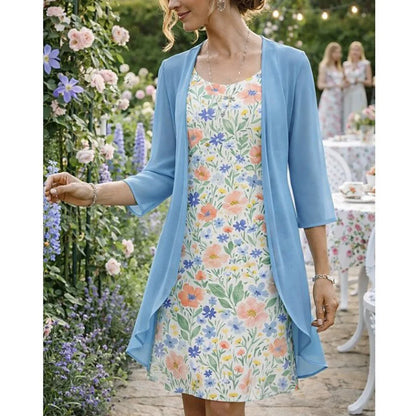 Chiffon Dress & Cardigan Set | Elegant Summer Style Made Easy | SAVE 58% NOW