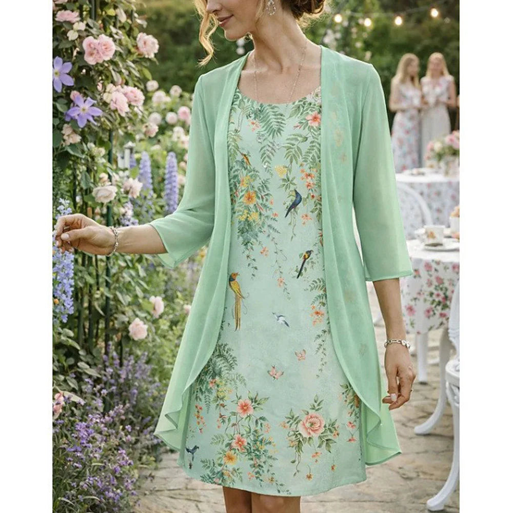 Chiffon Dress & Cardigan Set | Elegant Summer Style Made Easy | SAVE 58% NOW