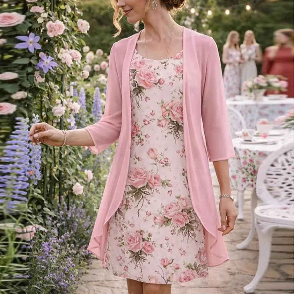 Chiffon Dress & Cardigan Set | Elegant Summer Style Made Easy | SAVE 58% NOW