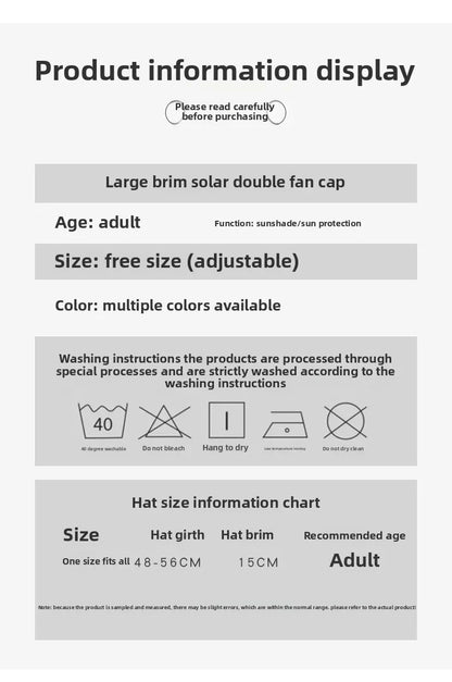 Solar Fan Hat | Stay Cool Outdoors | 50% OFF Now