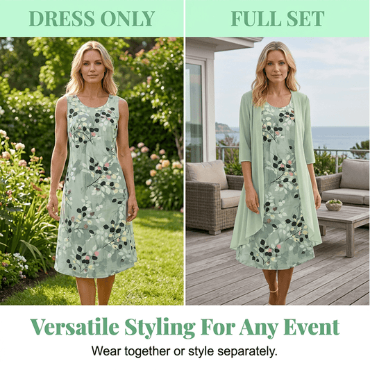 Chiffon Dress & Cardigan Set | Elegant Summer Style Made Easy | SAVE 58% NOW