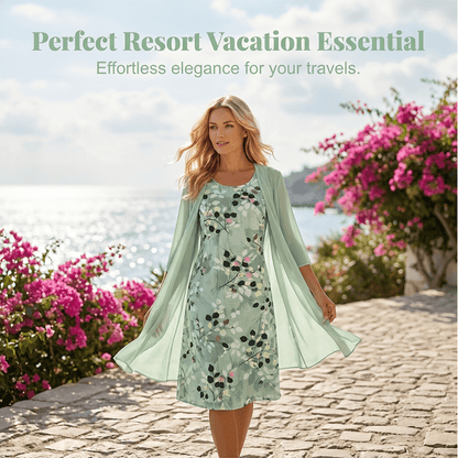 Chiffon Dress & Cardigan Set | Elegant Summer Style Made Easy | SAVE 58% NOW
