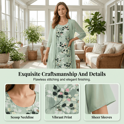Chiffon Dress & Cardigan Set | Elegant Summer Style Made Easy | SAVE 58% NOW