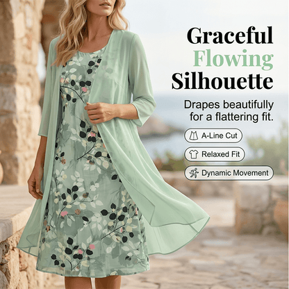 Chiffon Dress & Cardigan Set | Elegant Summer Style Made Easy | SAVE 58% NOW