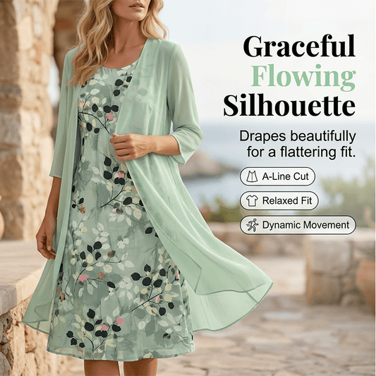 Chiffon Dress & Cardigan Set | Elegant Summer Style Made Easy | SAVE 58% NOW